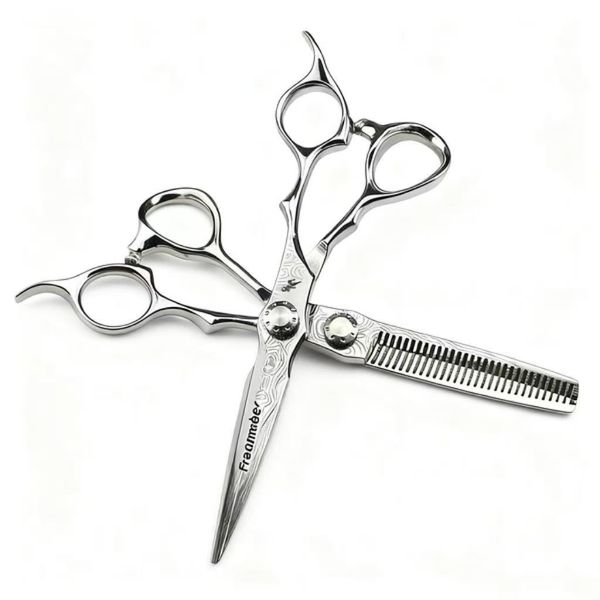 6 Inch Silver Pattern Professional Hair Cutting Thinning Scissors