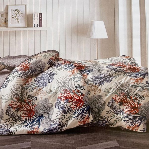 Soft Touch Embellished Six Pc's Duvet Cover Set Cream-white &amp; Brown
