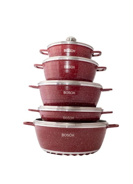 10 Piece Bosch Non-Stick Pot Set - Red