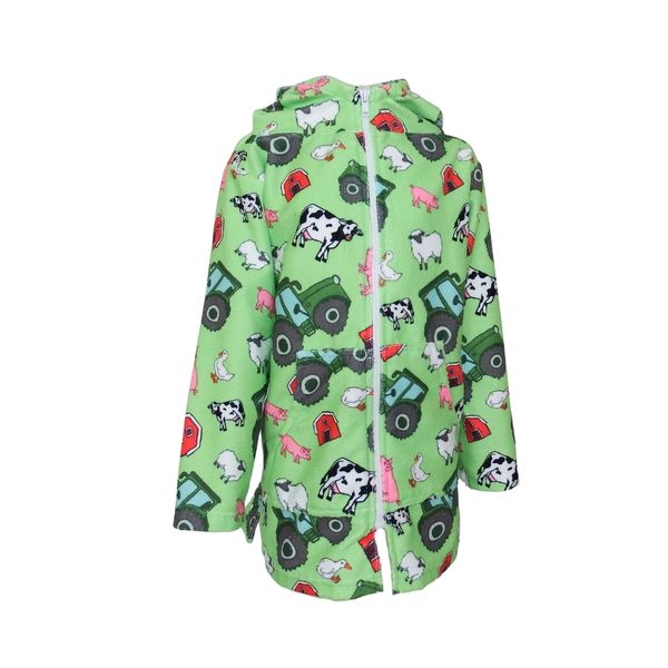 Kids Farmyard Tractor Hooded Beach Towel Full Zip Long Sleeve Swim Cover Up