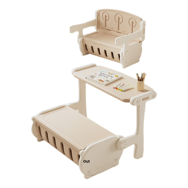 Kids Convertible Study Desk &amp; Sofa Chair Learning Table Set