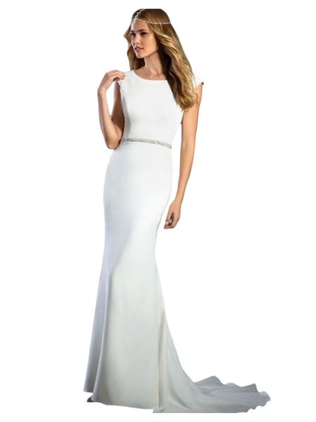 Modern Fluted Crepe Wedding Dress