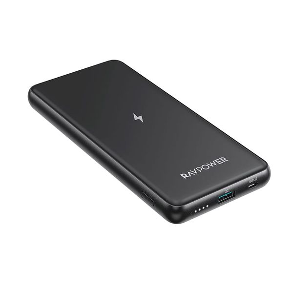 RAVPOWER 10000mAh 1x USB|1x Type-C 10W QC3.0 Wireless Power Bank - Black