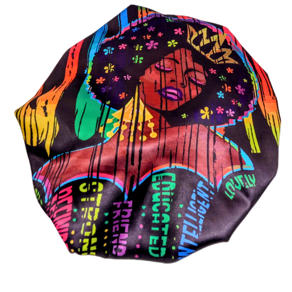 Languza African Reversible Satin Bonnet with Tie Band