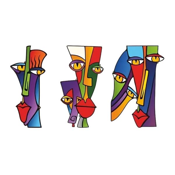 2D Flat, 3pcs Modern Cubist Picasso-Style Wall Art