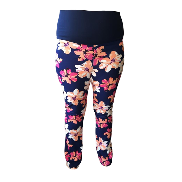 Corporate Maternity Pants - Navy Floral Printed