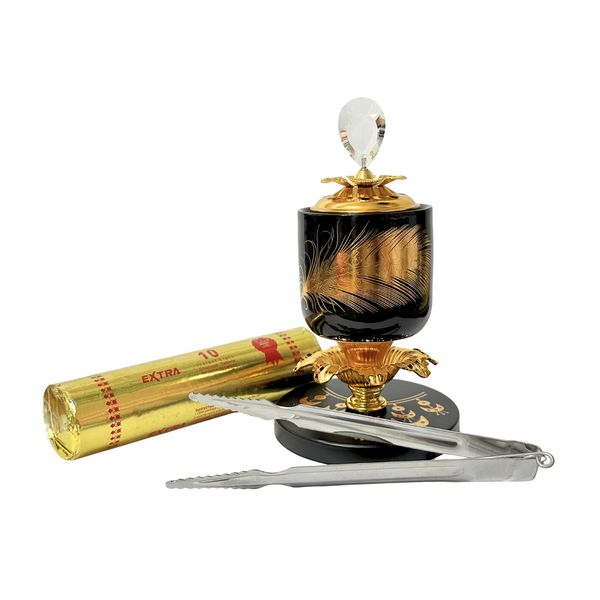 Preimum Feather Bakhoor / Looban/ Incense Burner with Tongs, Charcoal COMBO
