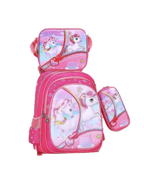 3D Pony Unicorn Backpack - 3 Piece Set