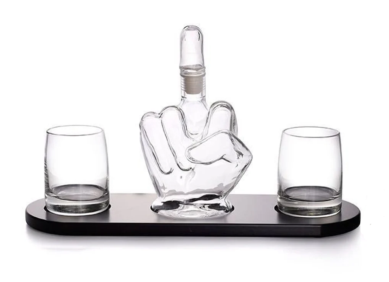 The Wine Savant Middle Finger Novelty Whisky Decanter Set
