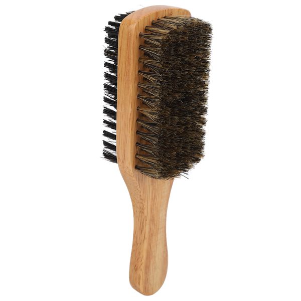 Double Sided Beard Brush Imitation Bristles with Rubber Wood Handle for Men