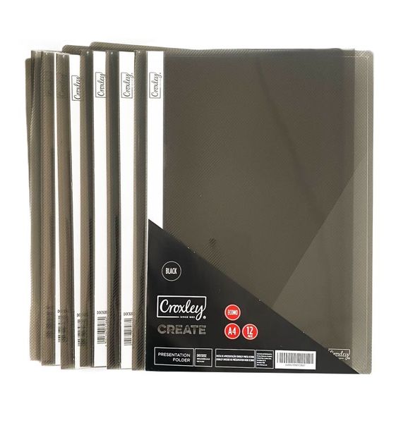 CROXLEY Presentation Folder Black Pack of 12's