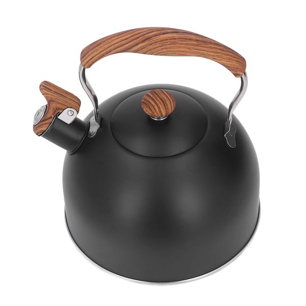 Wood Handle Stainless Steel Whistling Kettle - 2.5L