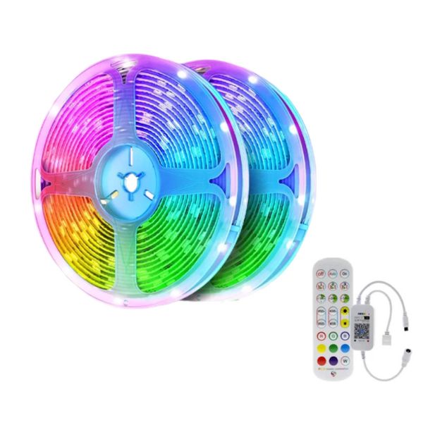 RGB Tuya LED Strip Lights Controlled by Mobile App &amp; Remote Control - 20m