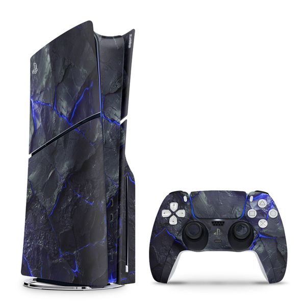 Decal Skin Compatible with PS5 Slim (Disc) - Carbon Rock Glow Yellow (Decal Only)