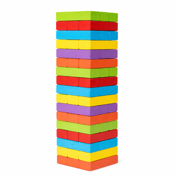 54 Piece - Classic Stacking Building Blocks - Multicolour