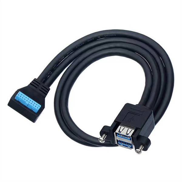 90 Degree Up/Down Angle Usb 3 0 19/20Pin To Dual Usb-A Female Port A