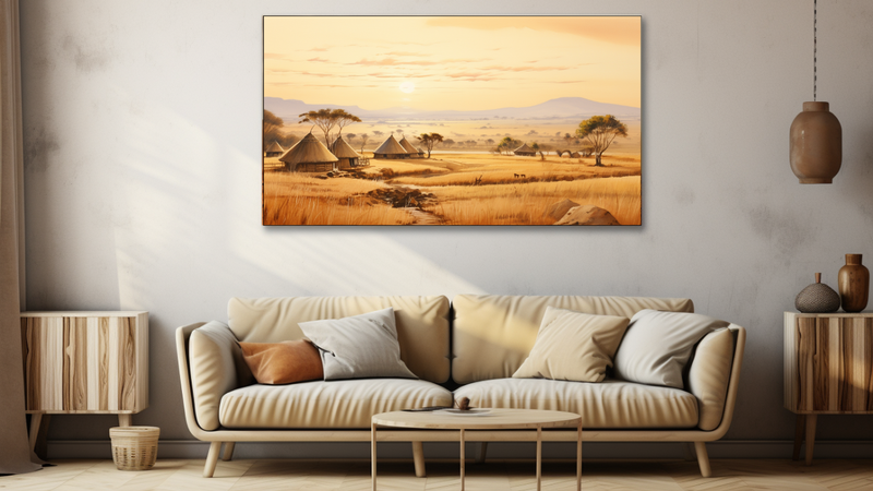 Canvas Wall Art - Thatched Serenity Abstract - HD0058