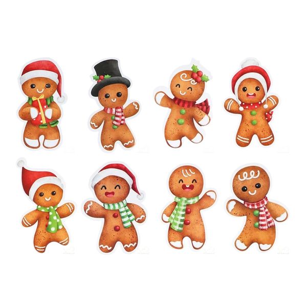 Gingerbread Cake Topper Set - Brown &amp; Red - 16 Piece