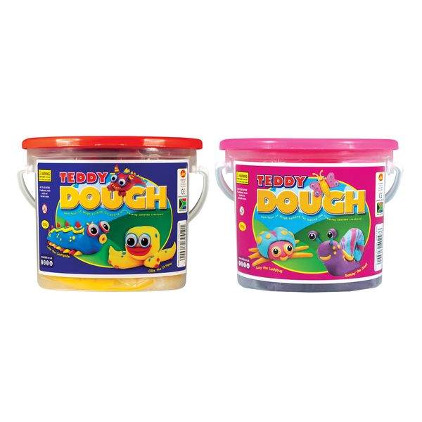 Miss Teddy 500g bucket of dough and Teddy 500g bucket of dough twin pack