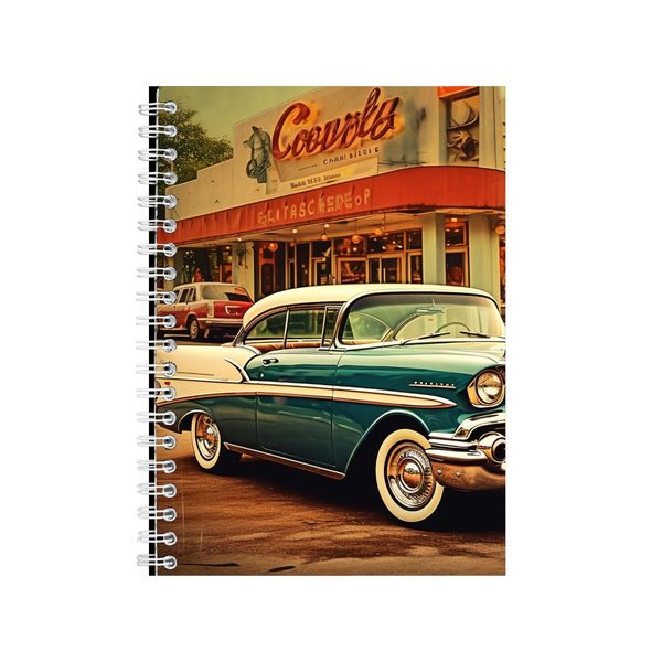 Store A5 Notebook Pad Lines Vintage Car Lovers Trendy Graphic Present 047