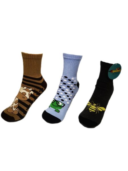 Adult Slipper Socks With Non-Slip Grip Pads -Reg Cut - Assorted Pack of 3