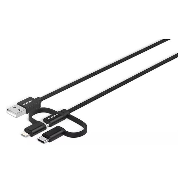 Philips Braided 3 in 1 USB Sync and Charge 1.2m Cable - DLC5204T/00