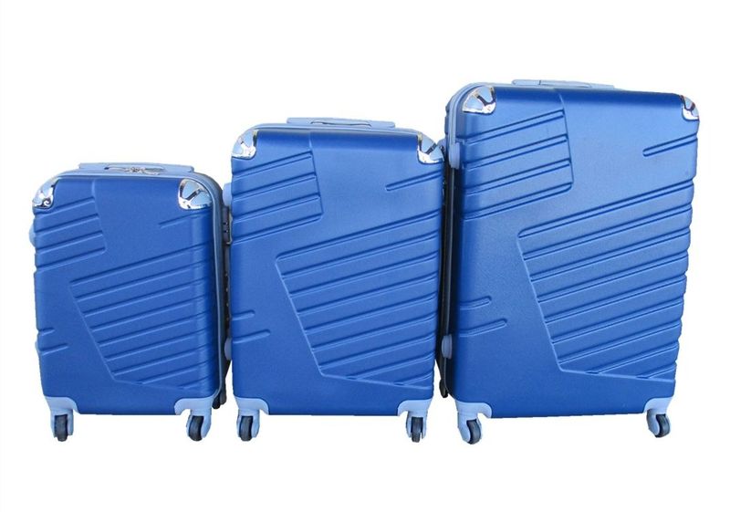 3-Piece ABS Luggage Set - Durable, Lightweight, Bright Blue with Wheels.