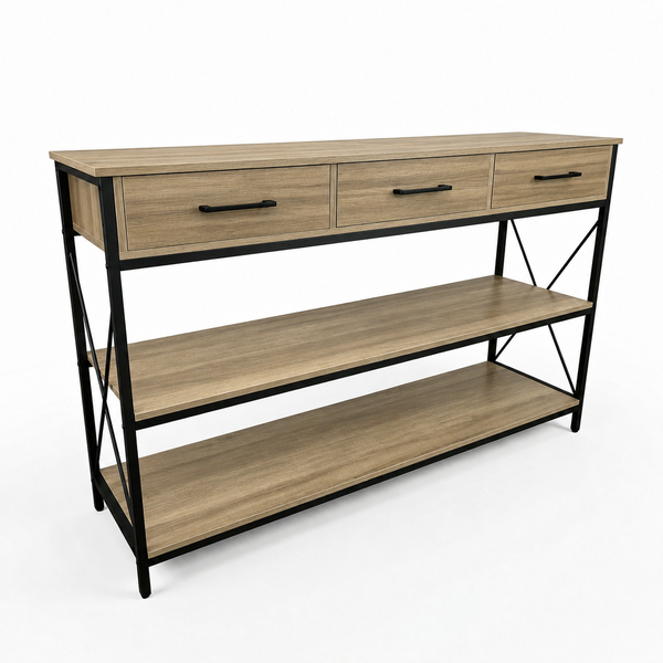 Woodhaven 3 Drawer Entryway Console Table with 2 Shelves