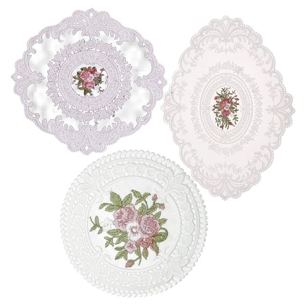 Kitchen Multi Style Embroidered Lace Table Cloth - Set of 3