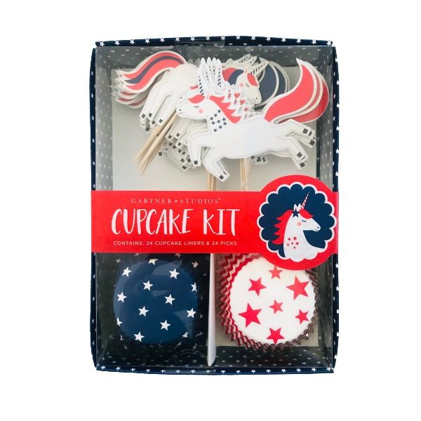 Unicorn &amp; Stars Cupcake Kit - 24 Cupcake Liners &amp; 24 Toppers