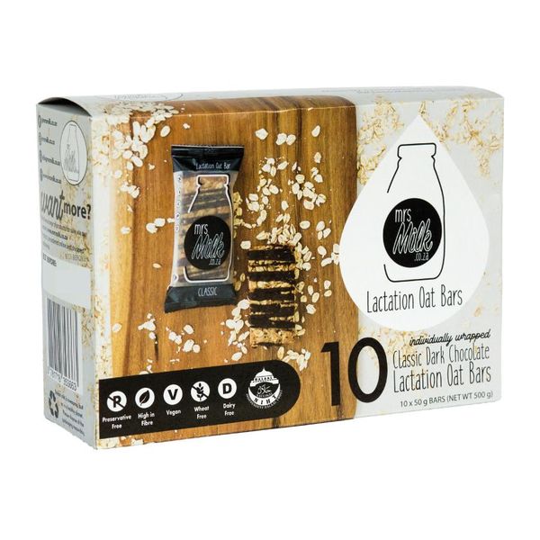 Mrs Milk Lactation Oat Bar Classic Dark Chocolate - 10 Pack