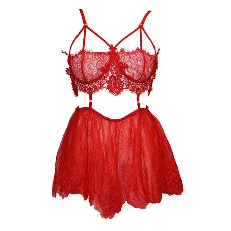 Lingerie for Women Open Crotch Lace Lingerie Sexy Bra and Panty Set Strappy  Babydoll 