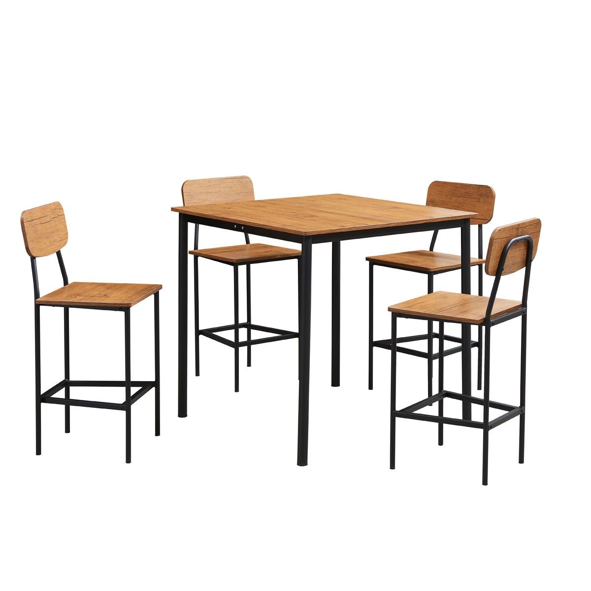 5-Piece Kitchen Dining Room Table Set,Iron Wood Square Table with 4 Chairs