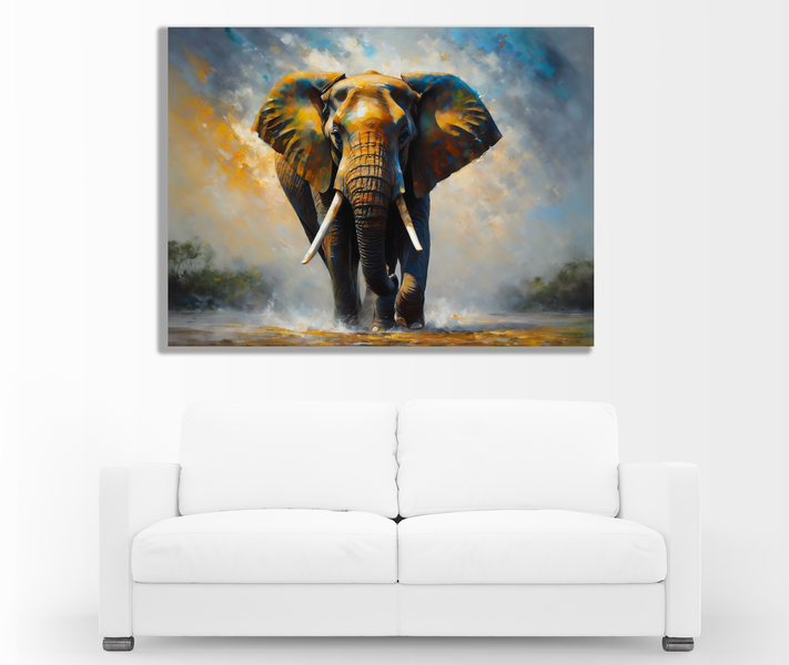 0187 Golden Elephant Canvas Wall Art