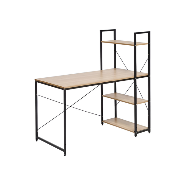 120 x 64 x 120cm Office Computer Workstation Desk with 4 Tall Bookshelf