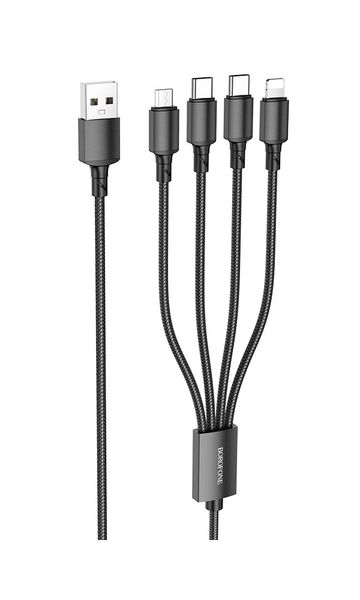 Borofone 4-In-1 Micro+Lightning+2 x Type-C Fast Charging Cable - BX72