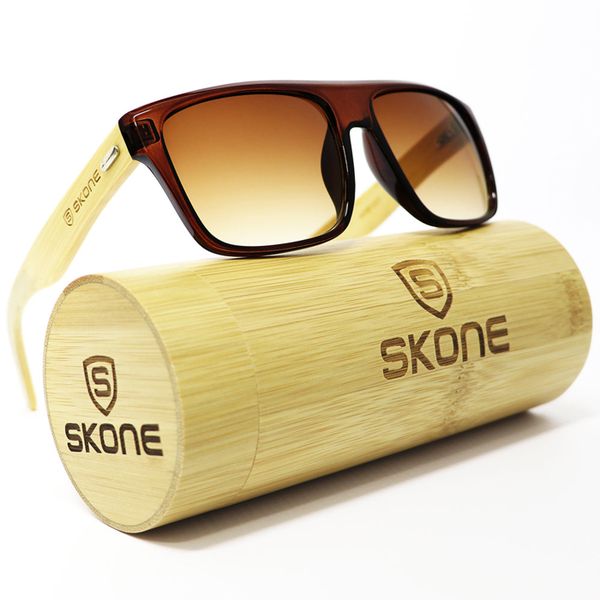 Skone Barbados UV400 Protection Bamboo Sunglasses - Brown