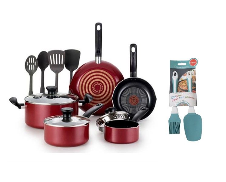 TFal Quality Simply Cook 12 piece Cookware Set + Spatula and Brush
