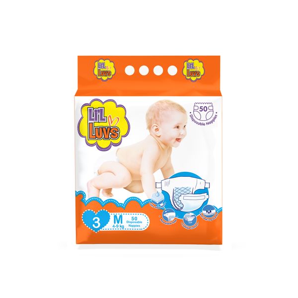 Lil Luvs Nappies Medium 50's