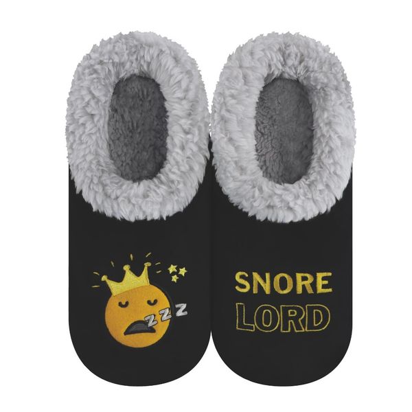 Snoozies Men's Fleece Slippers The Snore Lord - Soft Non-Skid Sole Indoor