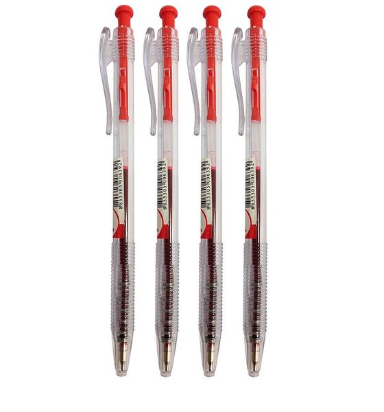 Pencom - OG14 Oil Gel 0.7mm Red Retractable Pen Pack of 4