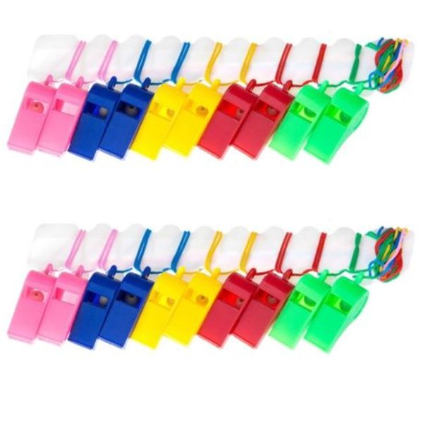 SourceDirect - Plastic Whistles in Various Colors - Pack of 24