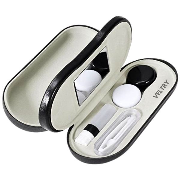 Veltry 2 in 1 Double Sided Portable Contact Lens Box Storage Kit - Black