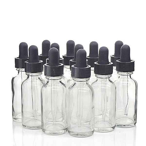 12 x 30ml Clear Glass Bottles with Pipette