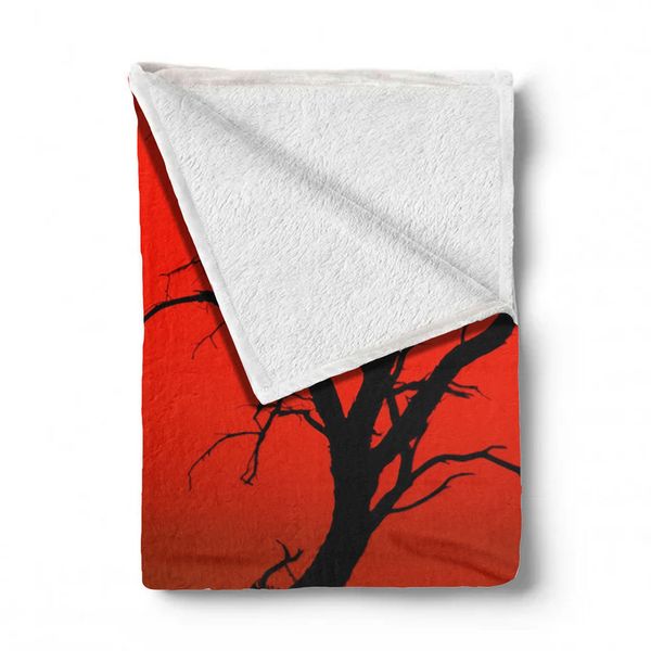 Kgalagadi Red Sunset Dead Tree Light Weight Fleece Blanket By Fanie Heymans