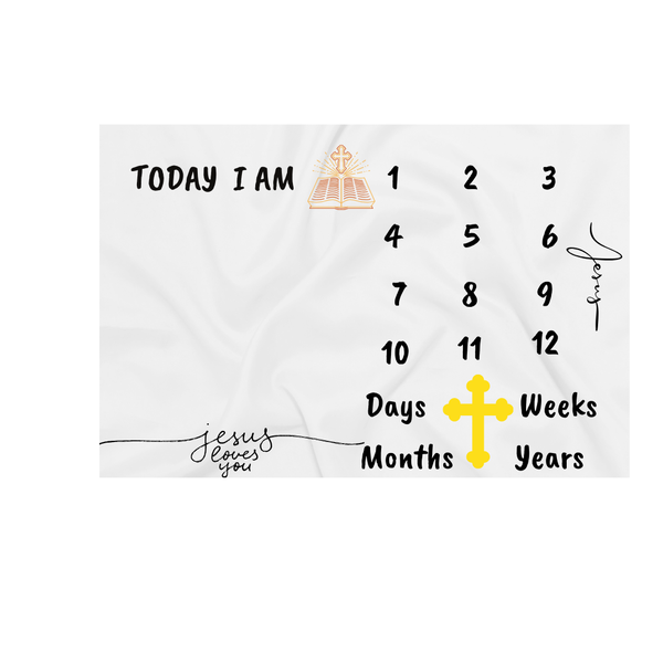Katz Designs Baby Blanket - Milestone Jesus Themed