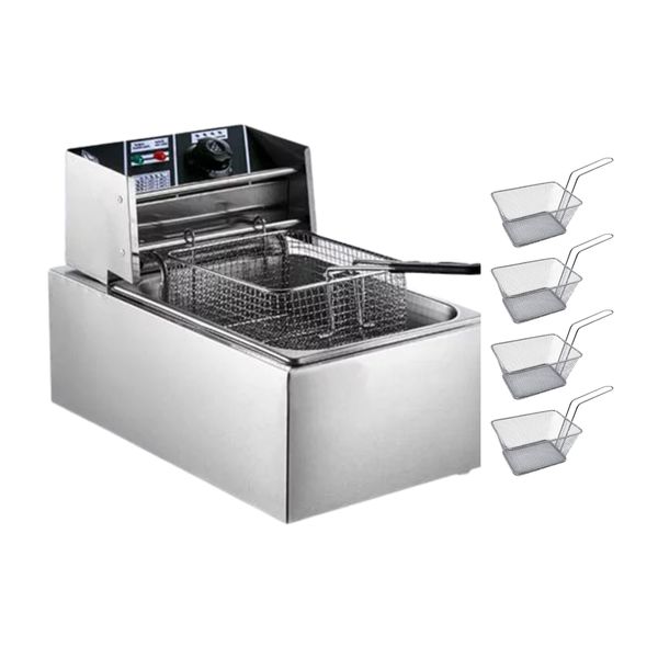 Electric 6L Deep Fryer and 4 Chip Baskets