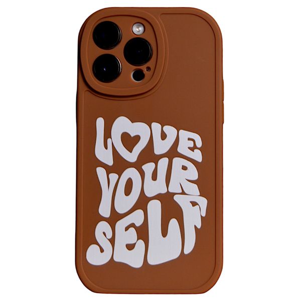 Brown - Phone Case with Love Yourself - Iphone 15 Pro