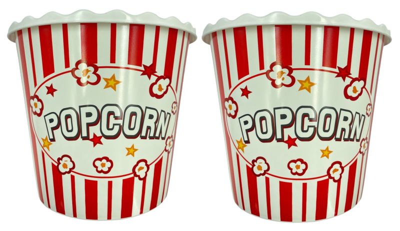2.2L Plastic Reusable Popcorn Bucket - Set of 2