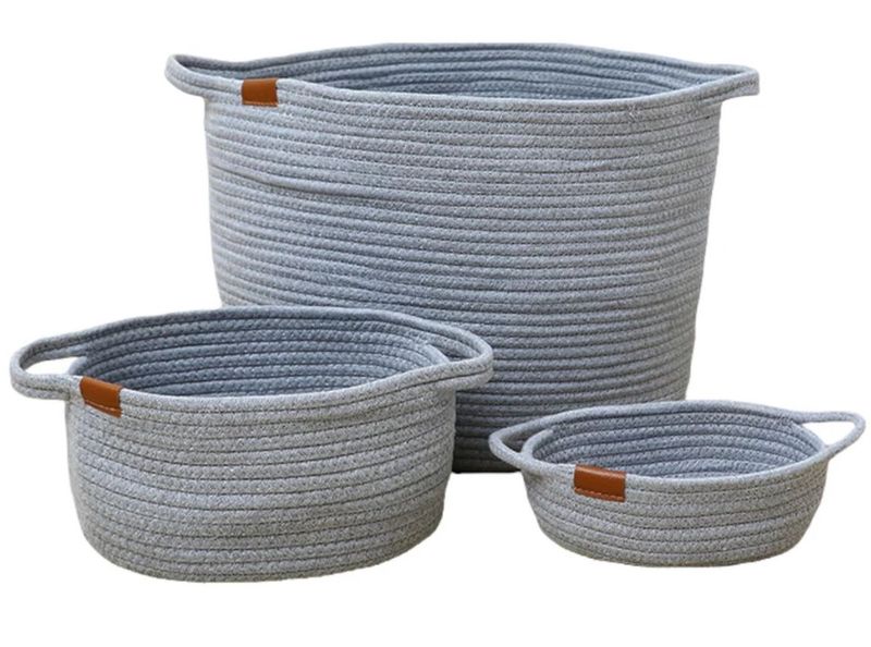 3 Piece Cotton Laundry Basket